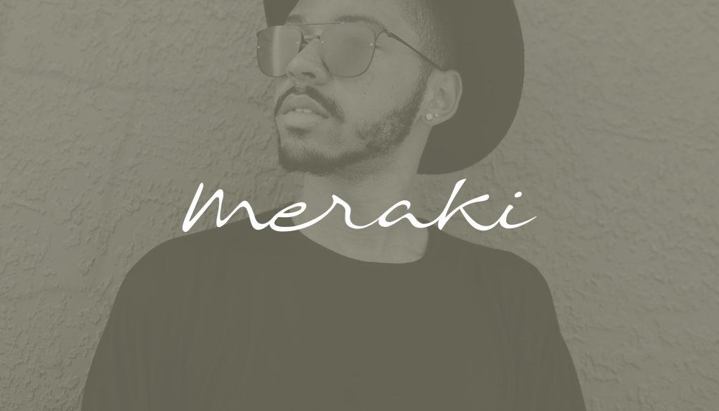 Meraki logo on young man wearing sunglasses with street style